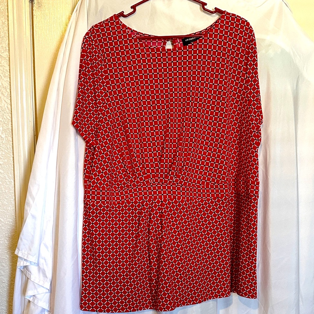 Liz Claiborne Red Diamond Pattern Blouse
